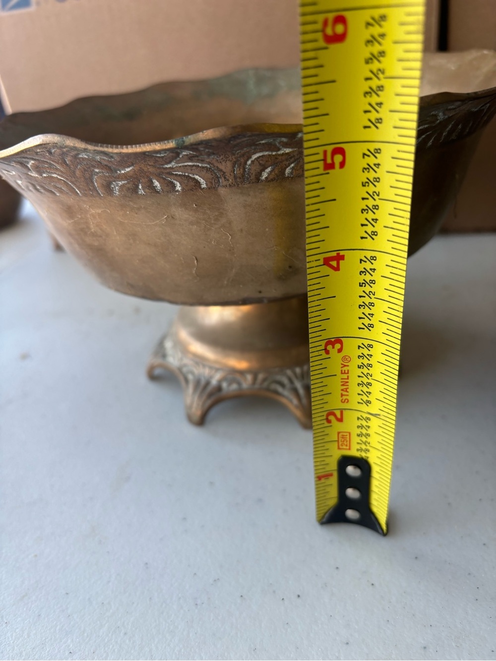 Vintage Brass Bronze Decorative Footed Bowls - Brown Brass Finish - Picture 9 of 14